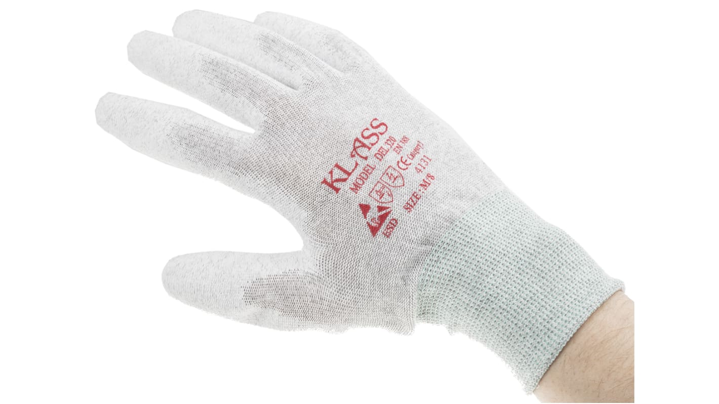 Guantes antiestáticos de Nylon Gris RS PRO, talla 8, M, con recubrimiento de Poliuretano, Antiestáticos