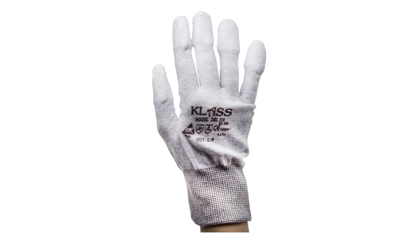 Guantes antiestáticos de Nylon Gris RS PRO, talla 9, L, con recubrimiento de Poliuretano, Antiestáticos