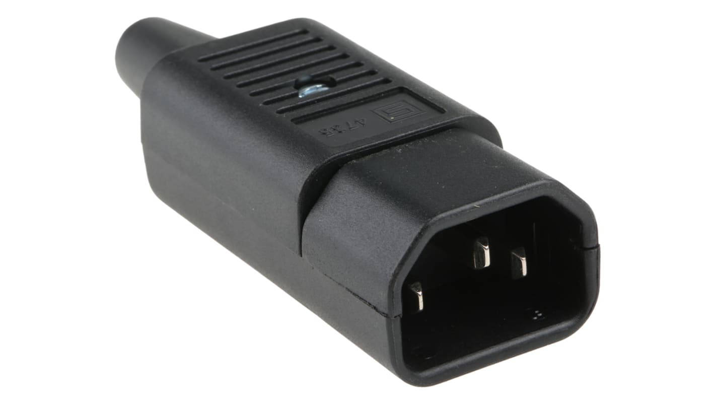 Conector IEC E macho Schurter, Montaje de Cable, 250 V, 10A, Ø de cable 10.0mm