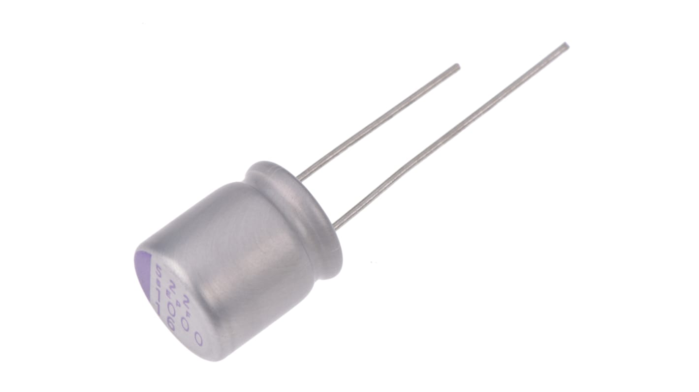 Panasonic 1mF Through Hole Polymer Capacitor, 16V dc