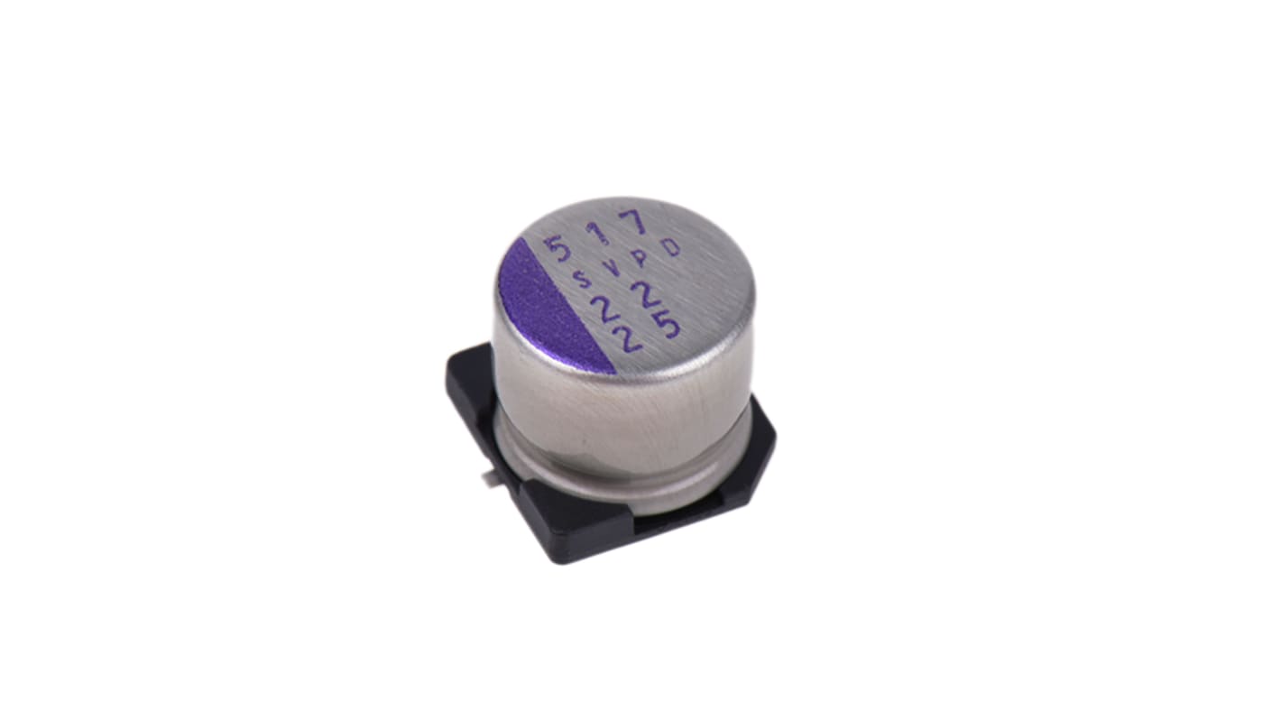 Panasonic 22μF Surface Mount Polymer Capacitor, 25V dc