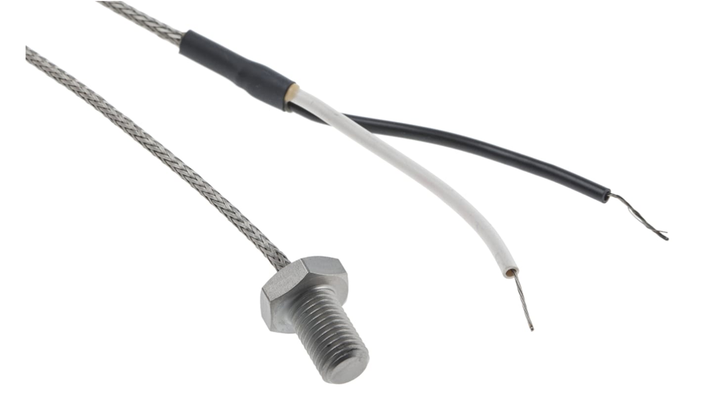 Termopar tipo J RS PRO, Ø sonda M8 Bolt x 13mm, temp. máx +250°C, cable de 2m, conexión Extremo de cable pelado