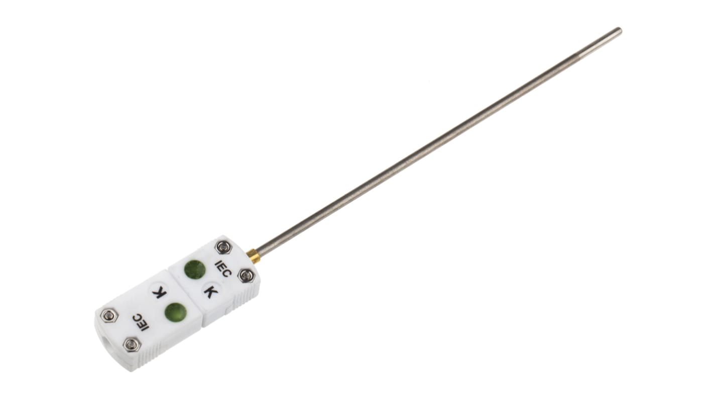 Thermocouple à isolation minérale RS PRO type K Ø 3mm, L 150mm, +1100°C max à Fiche mâle miniature