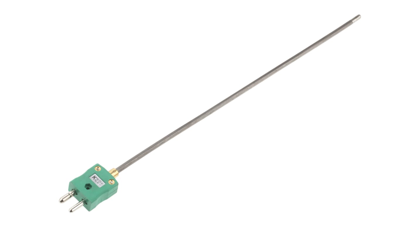 Termopar tipo K RS PRO, Ø sonda 4.5mm x 300mm, temp. máx +1100°C, conexión Conector macho estándar