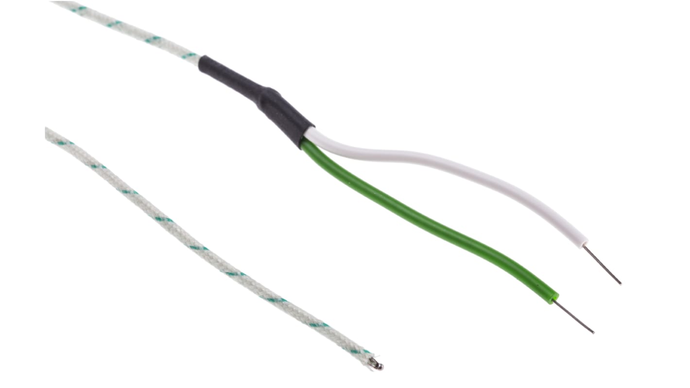 RS PRO Type K Exposed Junction Thermocouple 2m Length, 1/0.508mm Diameter → +350°C