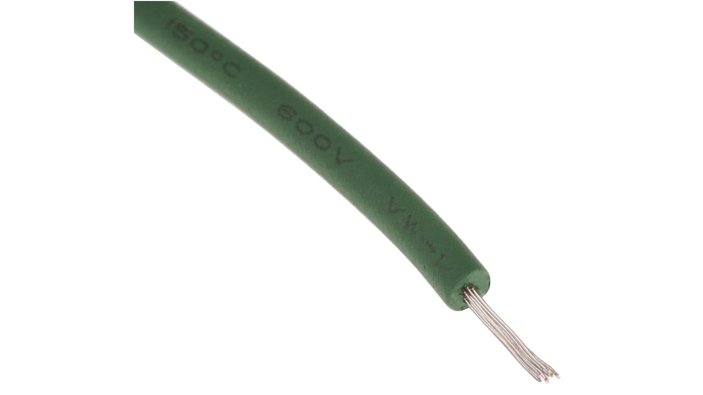 RS PRO Green 0.2 mm² Hook Up Wire, 24 AWG, 11/0.16 mm, 100m, XLPE Insulation