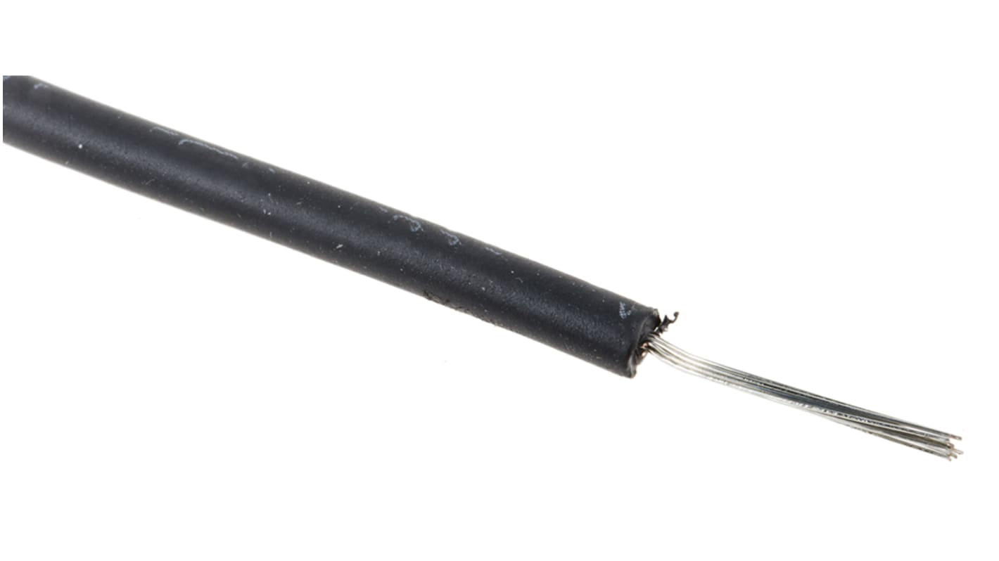 Cable de conexión RS PRO, área transversal 0,33 mm² Filamentos del Núcleo 17/0,16 mm Negro, 600 V, long. 100m, 22 AWG