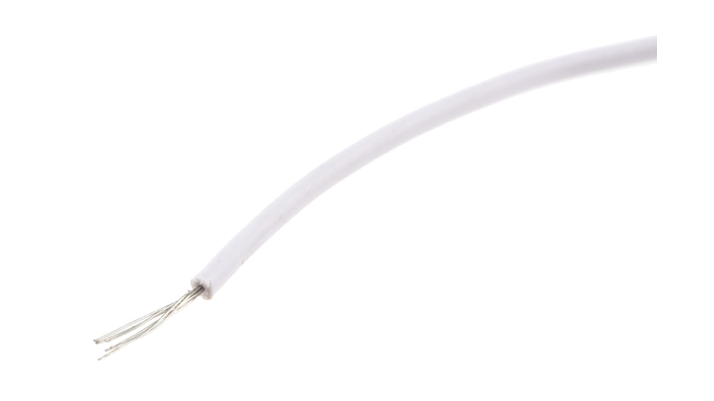 RS PRO Einzeladerleitung 0,33 mm², 22 AWG 100m Weiß MPPE isoliert Ø 1.3mm 7/0,12 mm Litzen UL11028