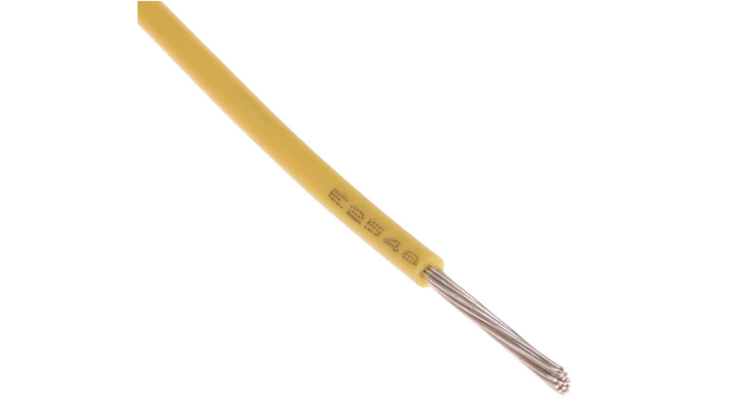 RS PRO Yellow 0.33 mm² Hook Up Wire, 22 AWG, 7/0.12 mm, 100m, MPPE Insulation