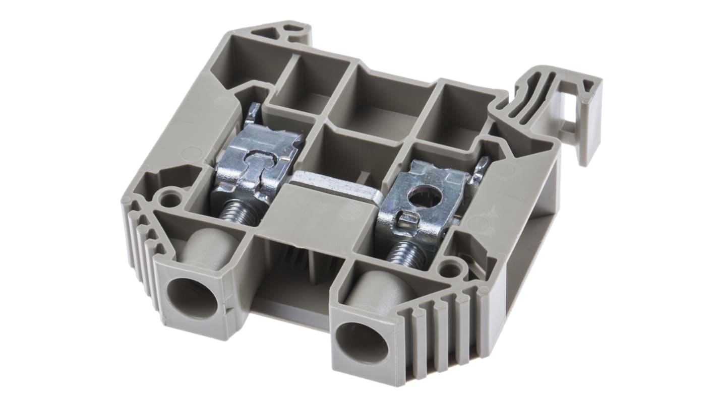 RS PRO Beige Feed Through Terminal Block, Single-Level, Screw Termination