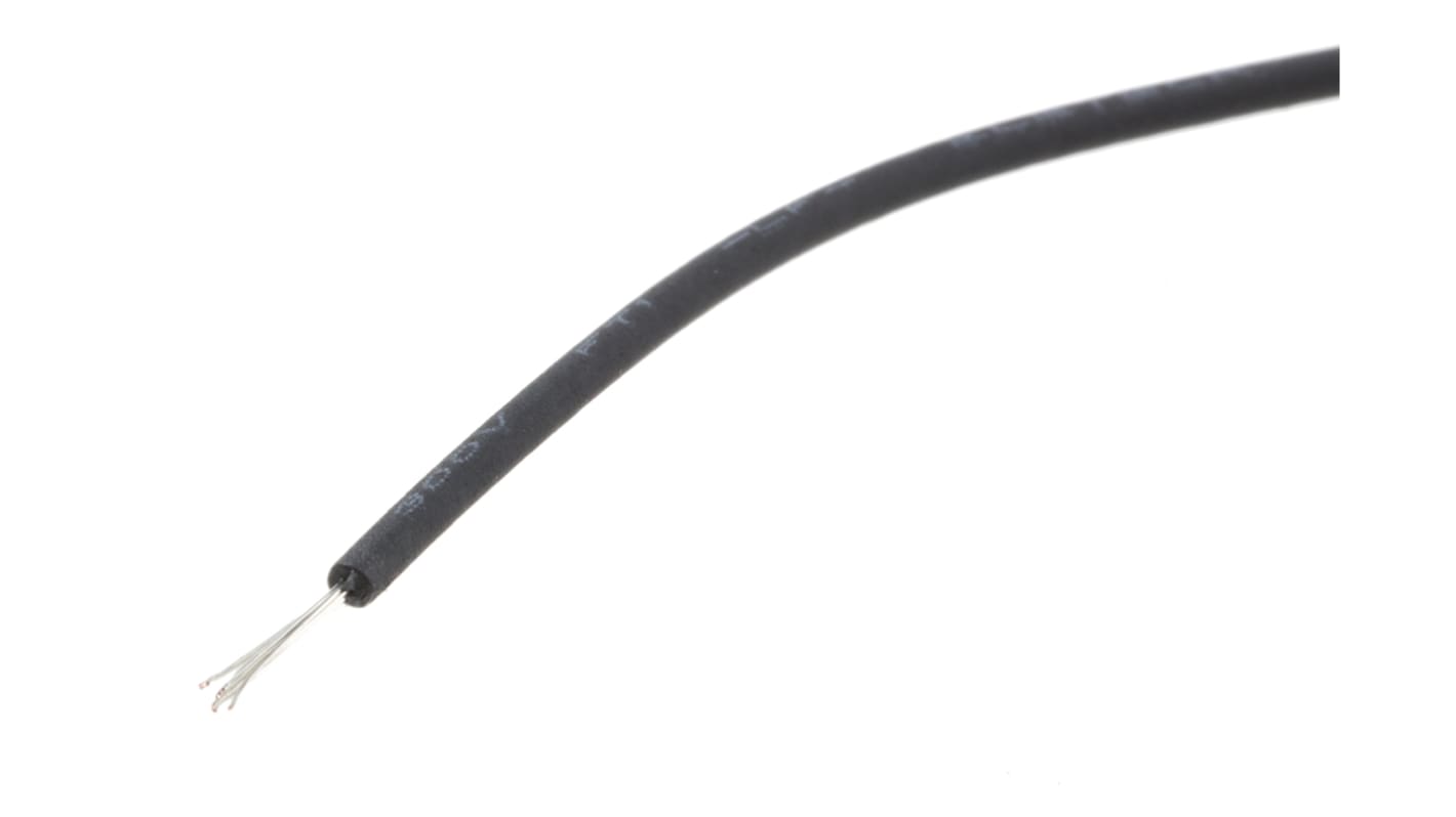 RS PRO Black 0.08 mm² Hook Up Wire, 28 AWG, 7/0.12 mm, 100m, XLPE Insulation