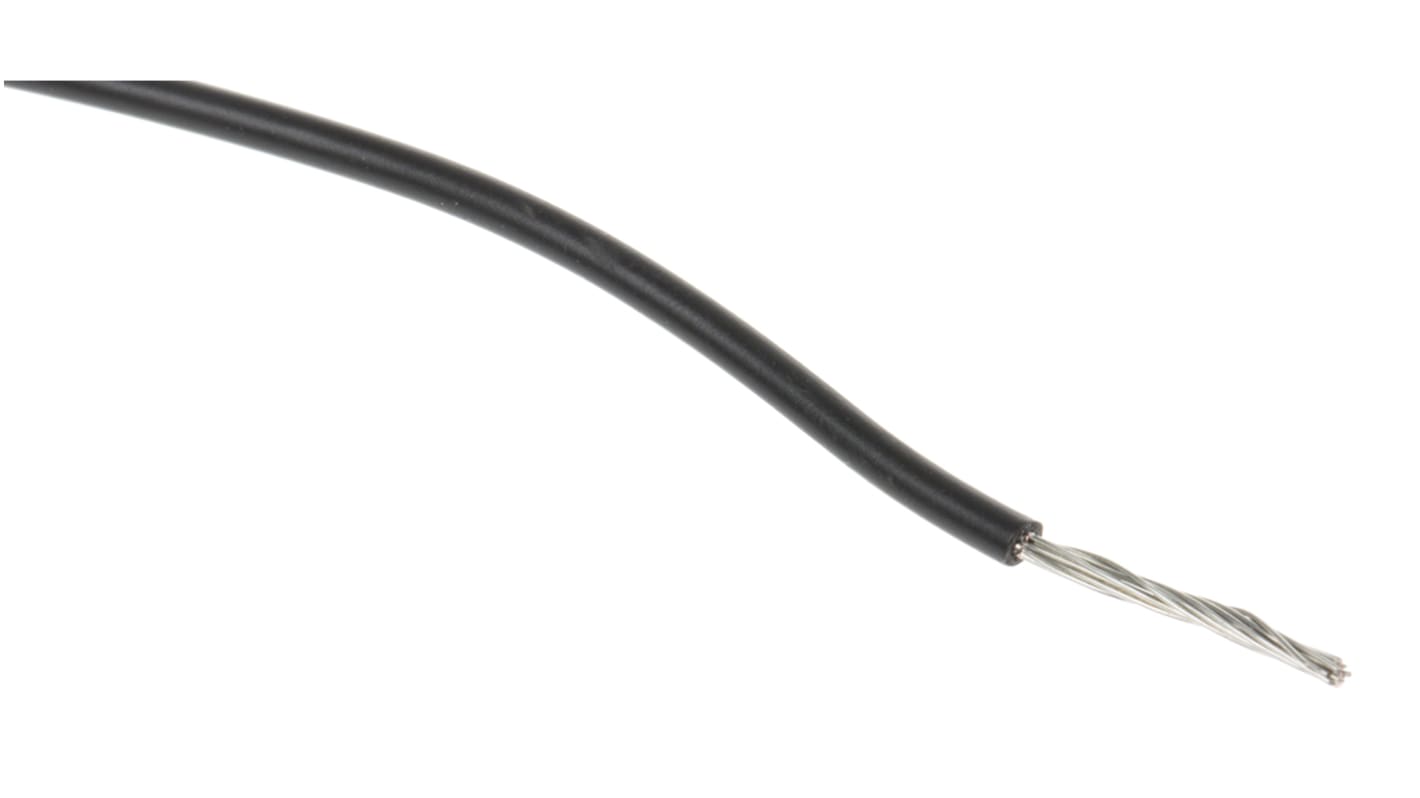 RS PRO Einzeladerleitung 0,13 mm², 26 AWG 100m Schwarz XLPE isoliert Ø 1.3mm 7/0,16 mm Litzen UL3266