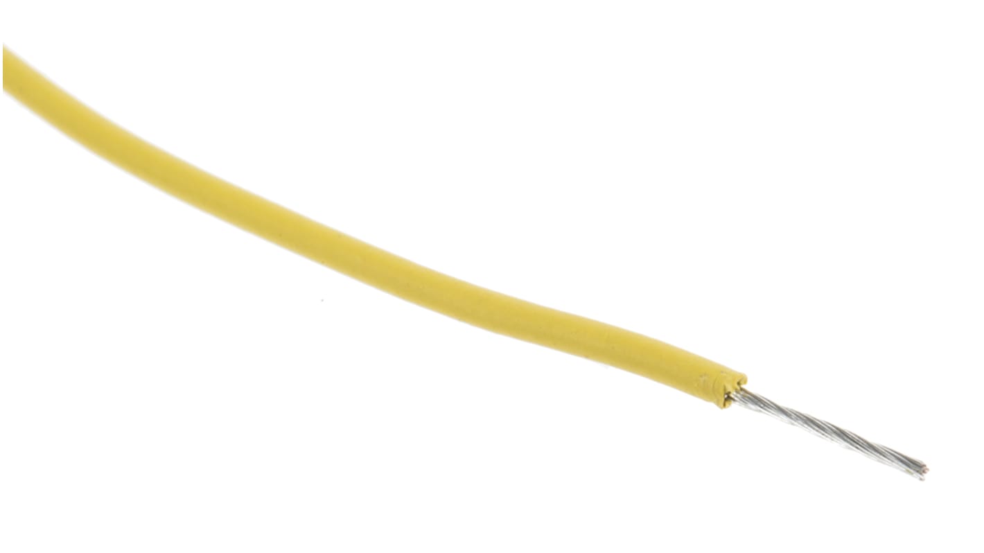 Przewód montażowy 0,2 mm² Żółty RS PRO XLPE 24 AWG 300 V dł. 100m 11/0,16 mm +125°C UL 1581, UL 758