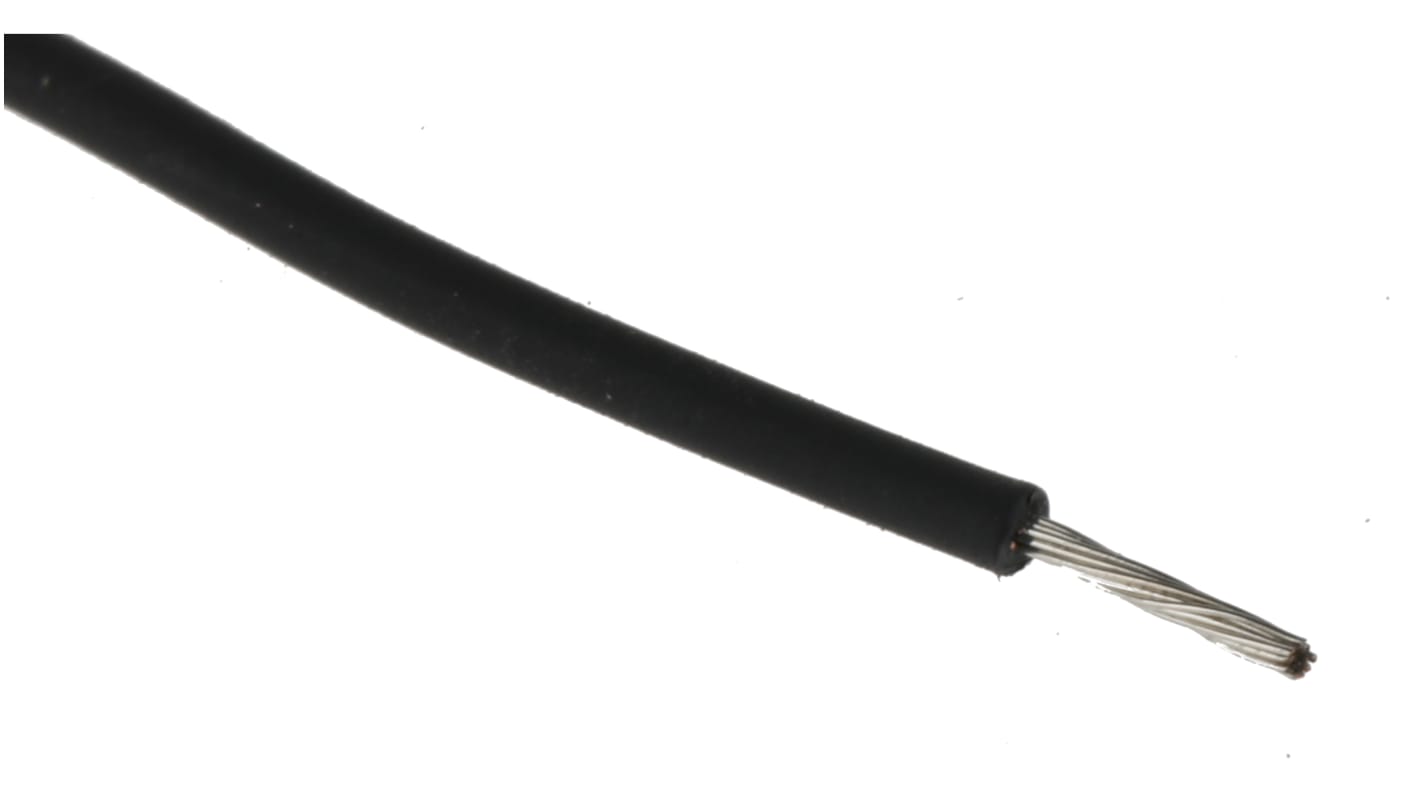 RS PRO Einzeladerleitung 0,33 mm², 22 AWG 100m Schwarz XLPE isoliert Ø 1.58mm 17/0,16 mm Litzen UL3266