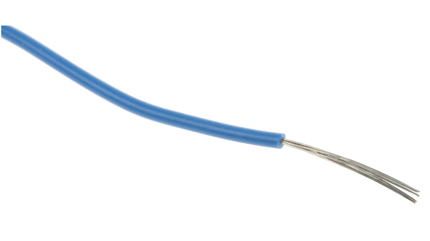 Cable de conexión RS PRO, área transversal 0,33 mm² Filamentos del Núcleo 17/0,16 mm Azul, 300 V, long. 100m, 22 AWG