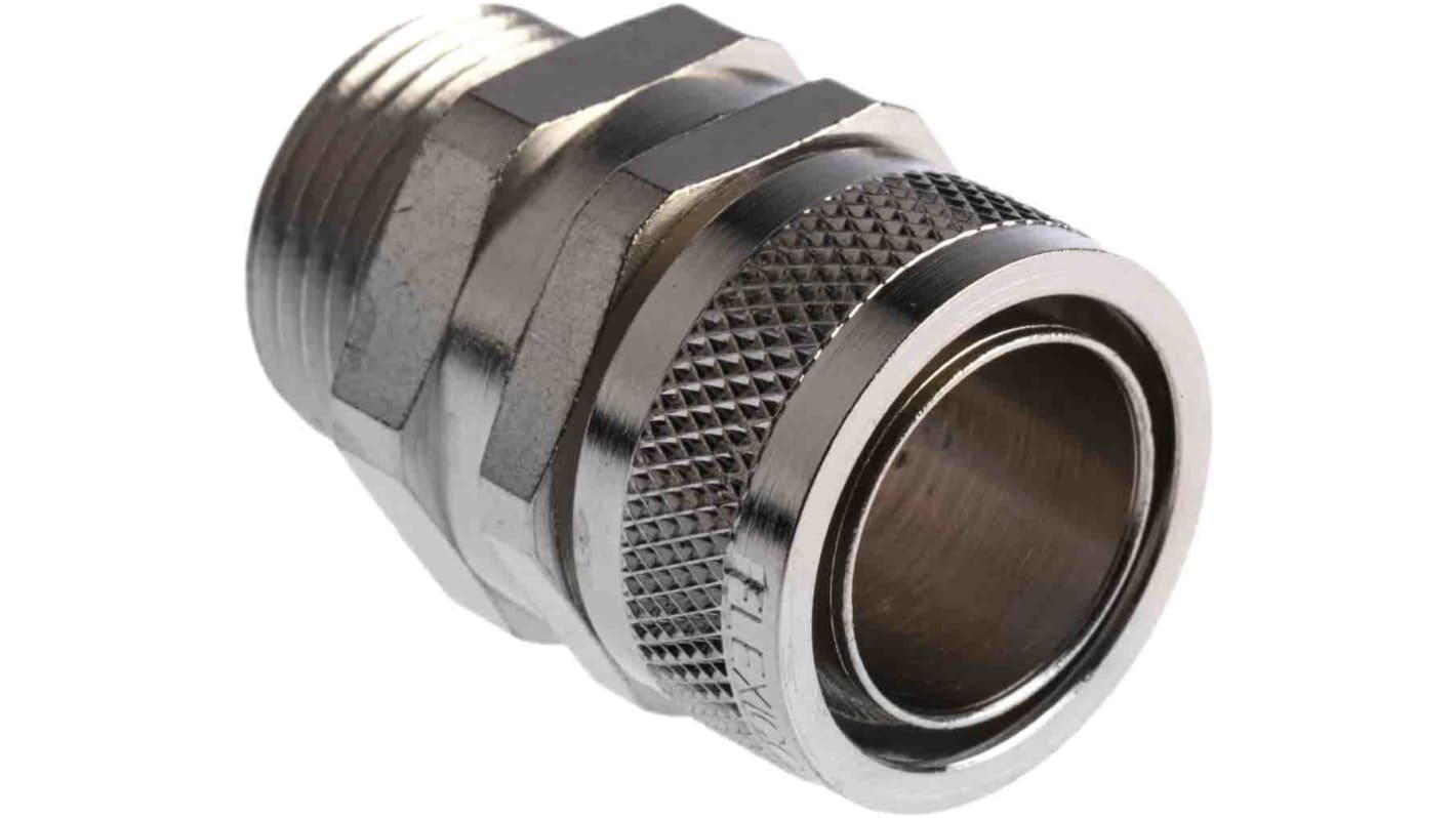 Flexicon Straight, Conduit Fitting, 20mm Nominal Size, M20, Nickel Plated Brass