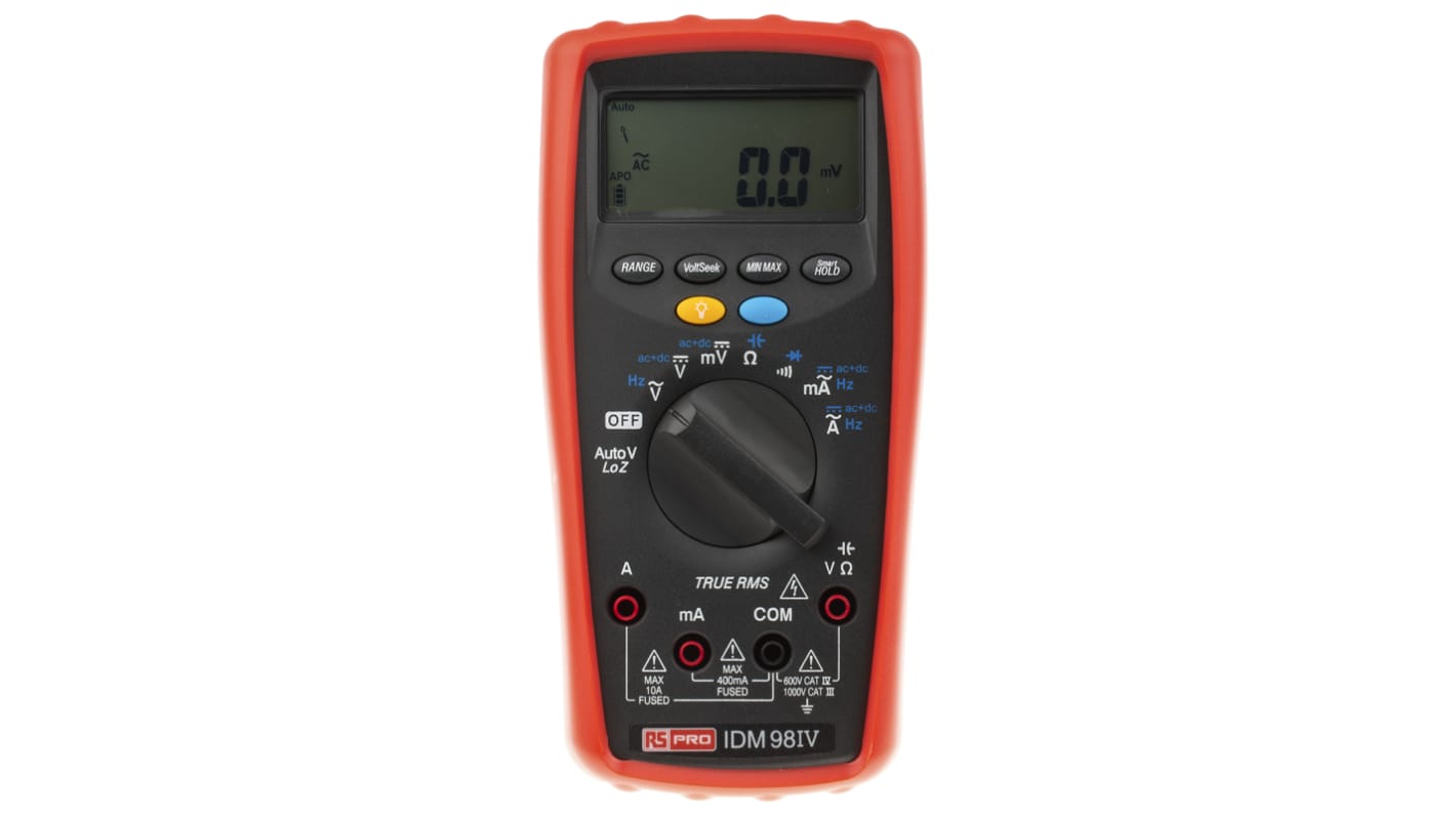 RS PRO IDM98IV HandDigital Multimeter, CAT III, CAT IV 1000V ac / 10A ac, 40MΩ