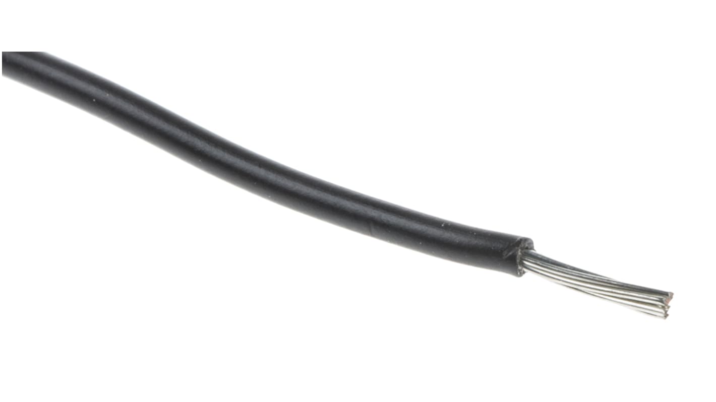 RS PRO Einzeladerleitung 0,08 mm², 28 AWG 100m Schwarz XLPE isoliert Ø 1.2mm 7/0,12 mm Litzen UL3239