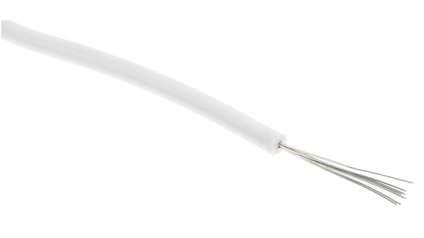 Fils de câblage RS PRO UL3239, 0,2 mm², Blanc, 24 AWG, 100m, 6 kV c.c.