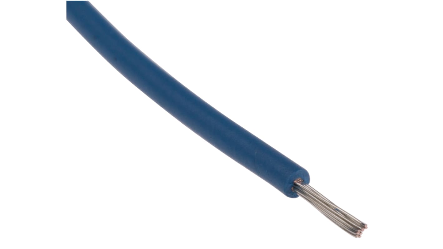 Cable de conexión RS PRO, área transversal 0,33 mm² Filamentos del Núcleo 17/0,16 mm Azul, 6 kV dc, long. 100m, 22 AWG