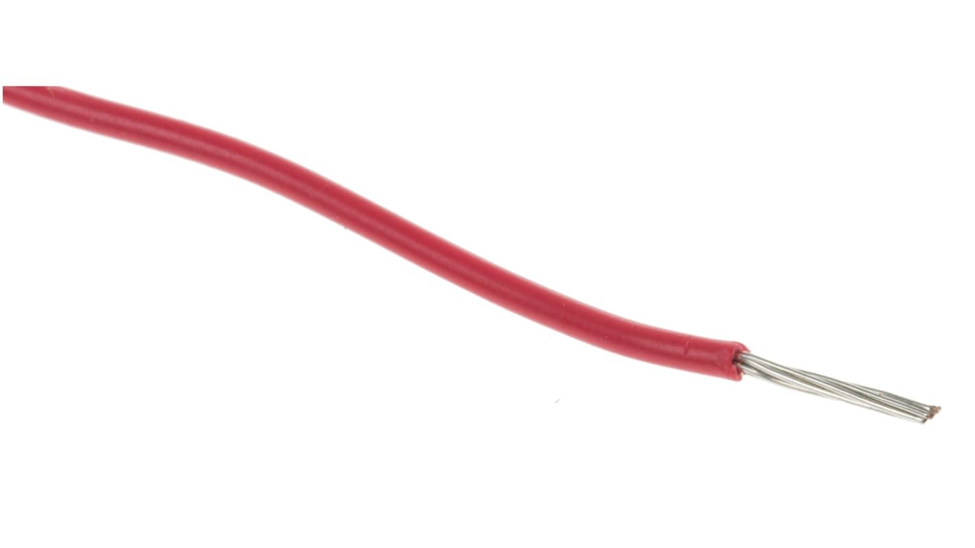 Cable de conexión RS PRO, área transversal 0,2 mm² Filamentos del Núcleo 11/0,16 mm Rojo, 300 V, long. 100m, 24 AWG