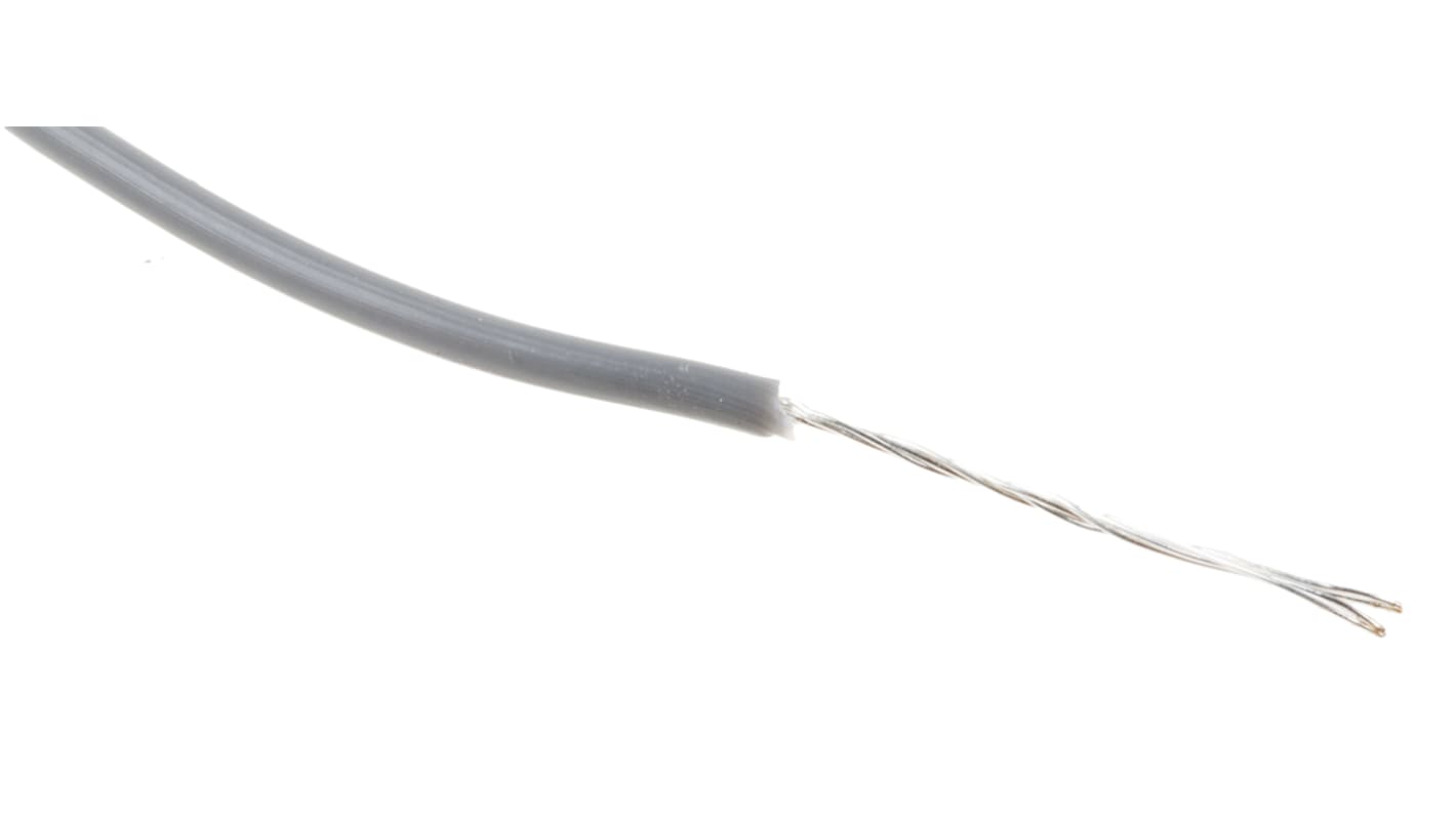 RS PRO Grey 0.13 mm² Hook Up Wire, 26 AWG, 7/0.16 mm, 100m, PTFE Insulation