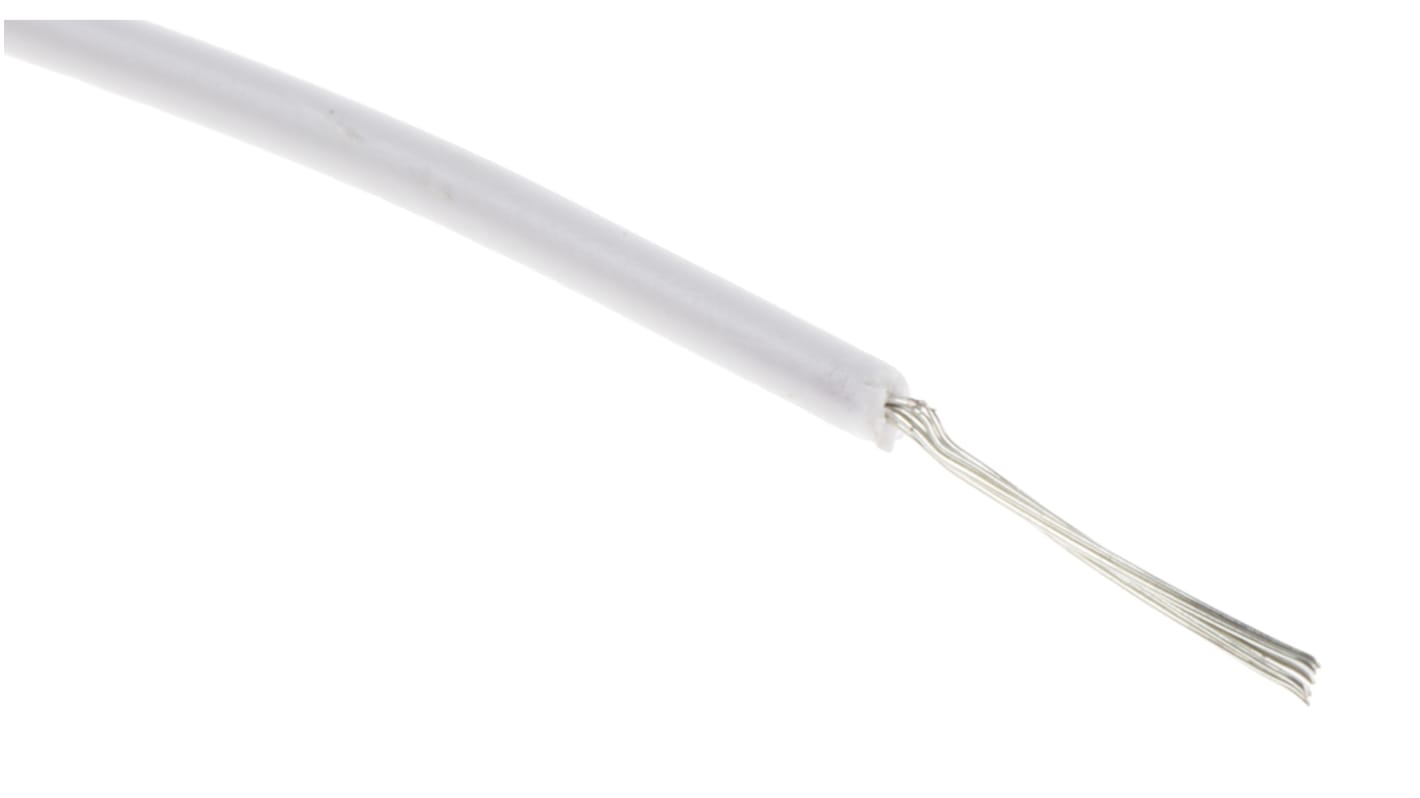 Fils de câblage RS PRO UL1007, 0,08 mm², Blanc, 28 AWG, 100m, 300 V