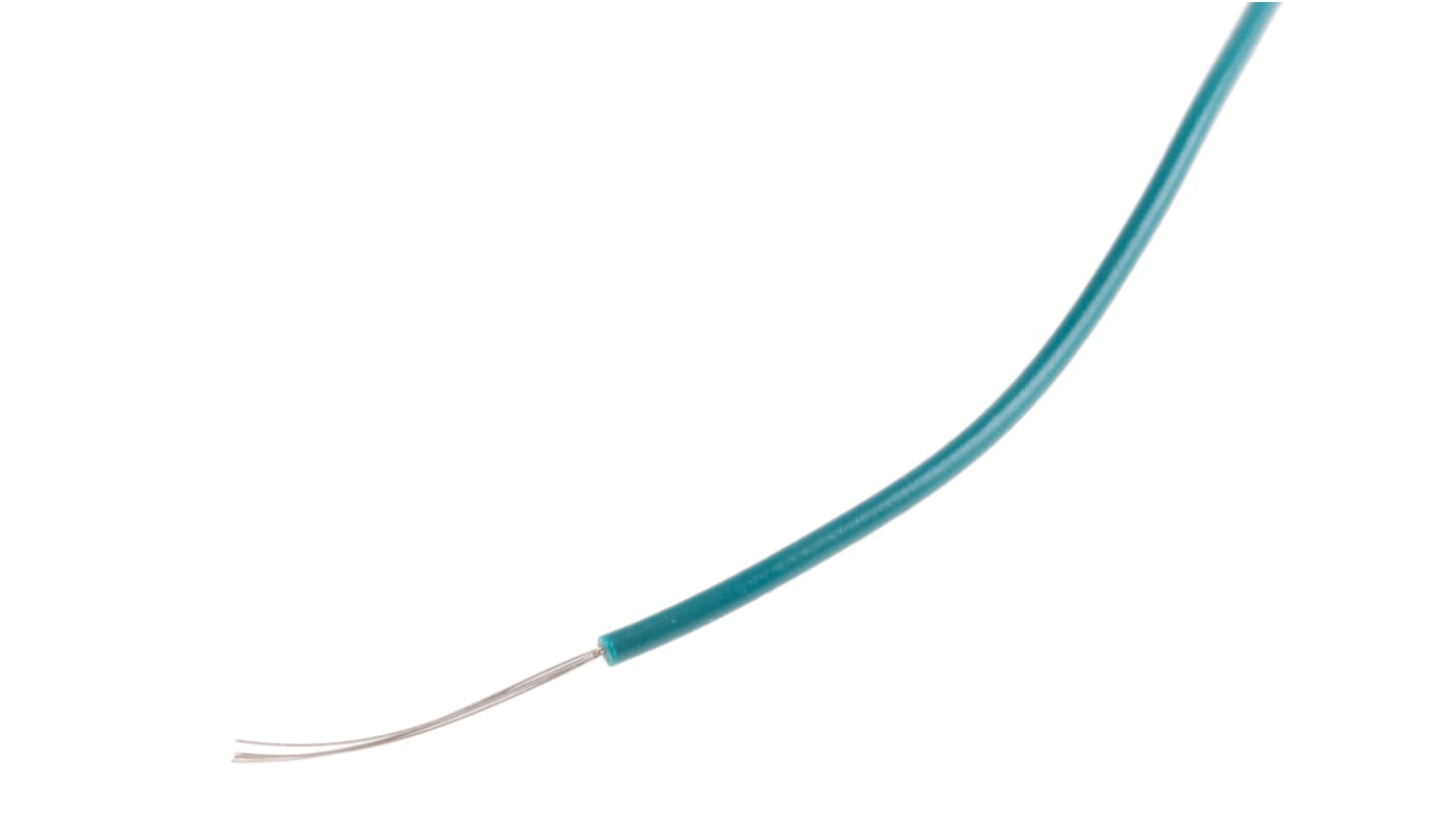 Cable de conexión RS PRO, área transversal 0,08 mm² Filamentos del Núcleo 7/0,12 mm Verde, 300 V, long. 100m, 28 AWG
