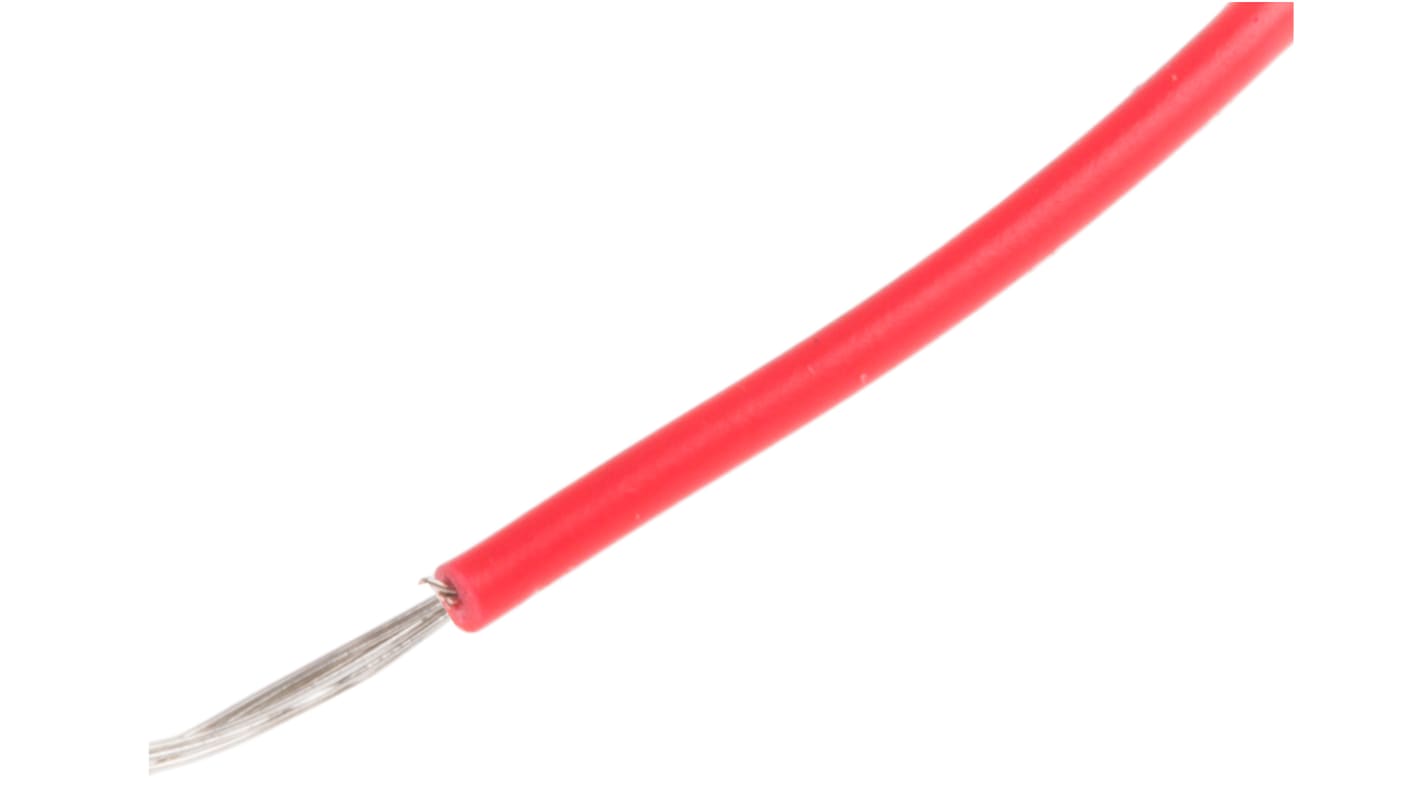 RS PRO Einzeladerleitung 0,13 mm², 26 AWG 100m Rot PVC isoliert Ø 1.3mm 7/0,16 mm Litzen UL1007