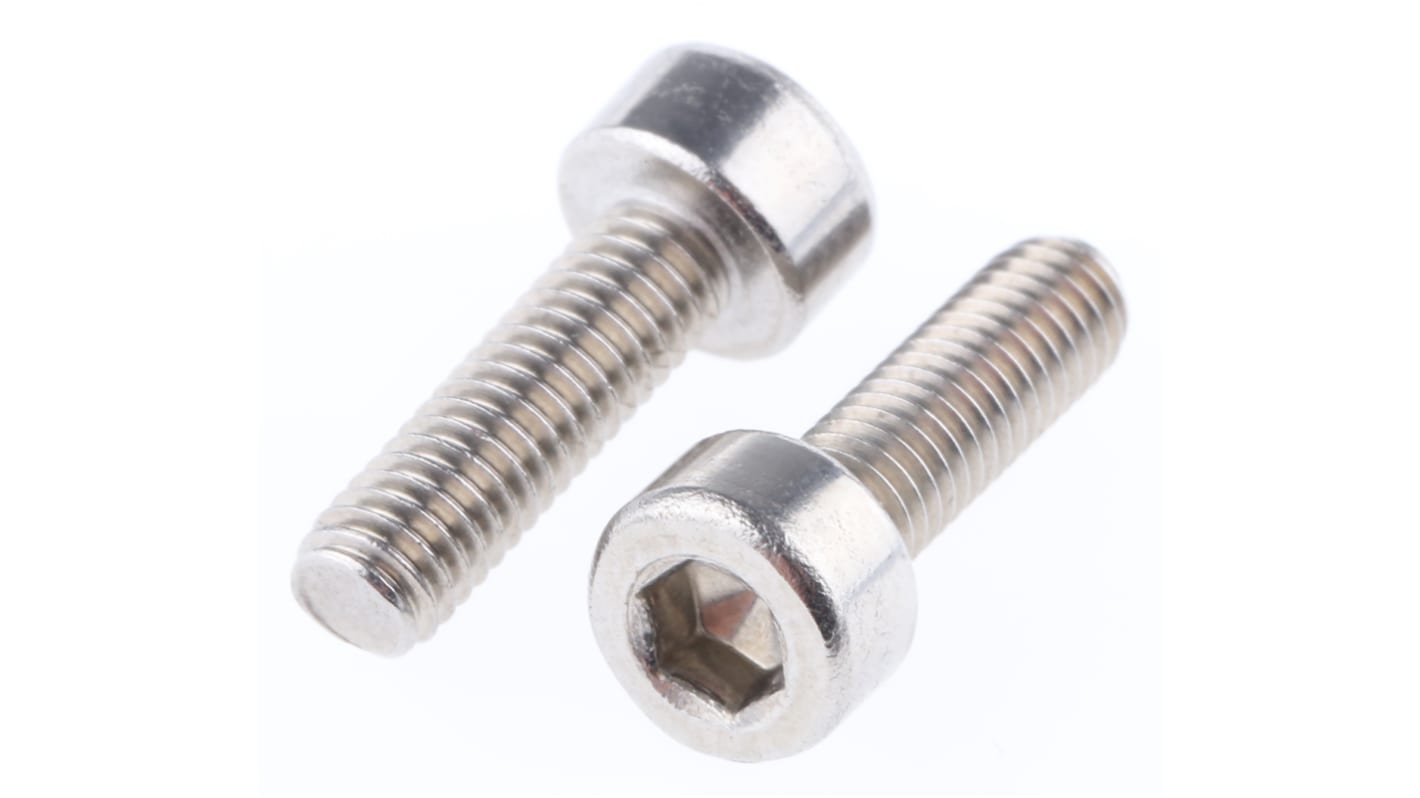 RS PRO Plain Stainless Steel Hex Socket Cap Screw, DIN 912, M3 x 10mm