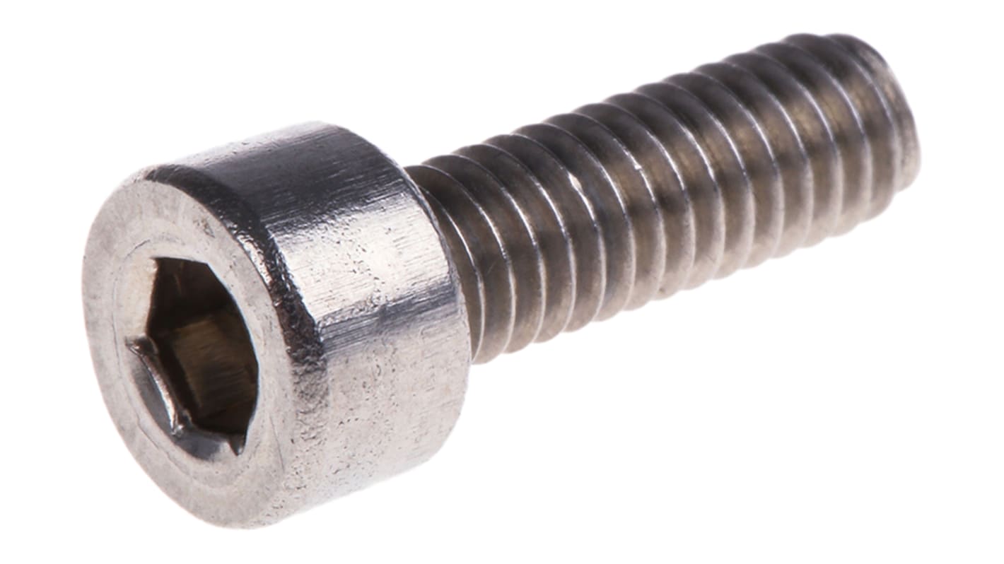 RS PRO Plain Stainless Steel Hex Socket Cap Screw, DIN 912, M4 x 12mm