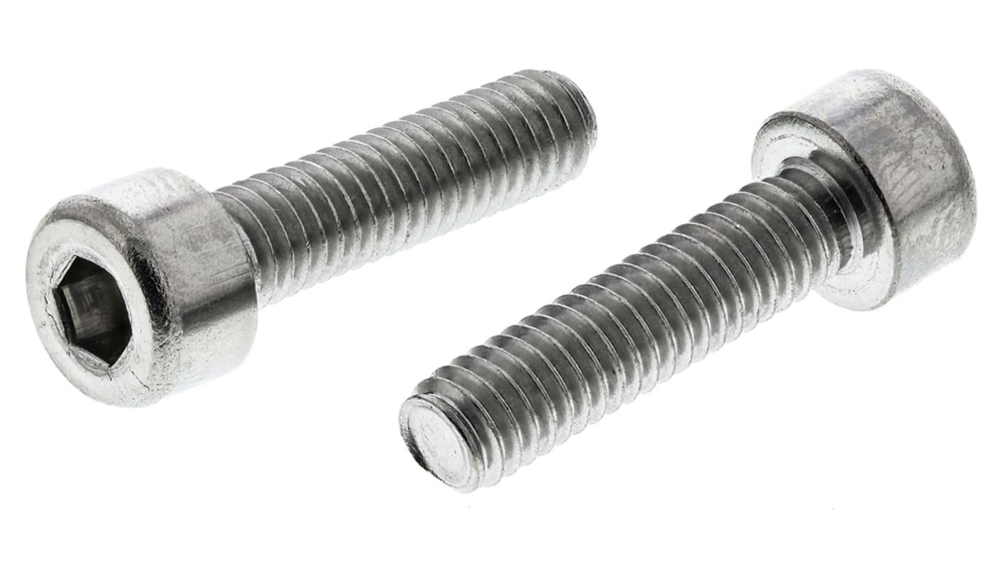 RS PRO Plain Stainless Steel Hex Socket Cap Screw, DIN 912, M4 x 16mm