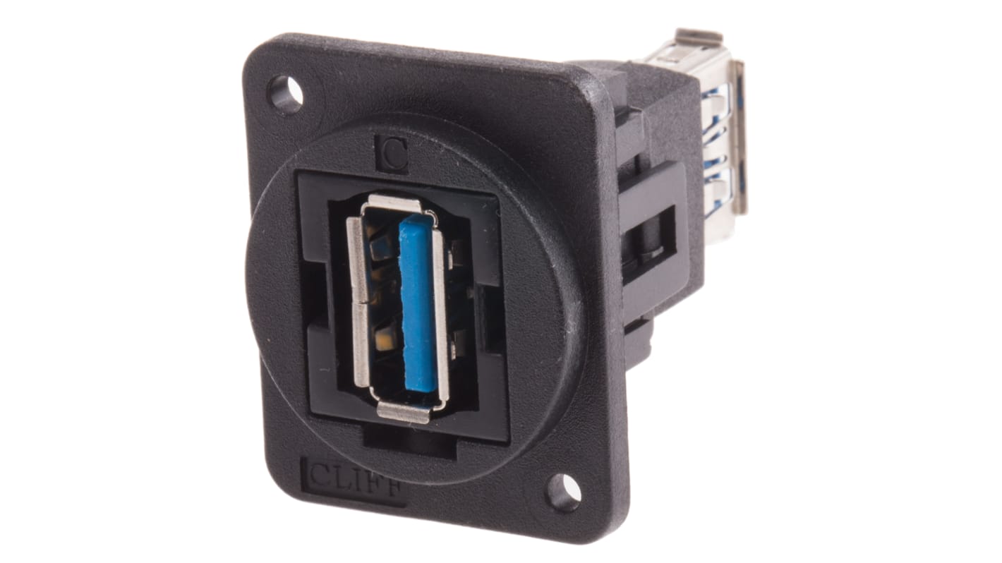 RS PRO Straight, Panel Mount, Socket Type A to A 3.0 USB Connector