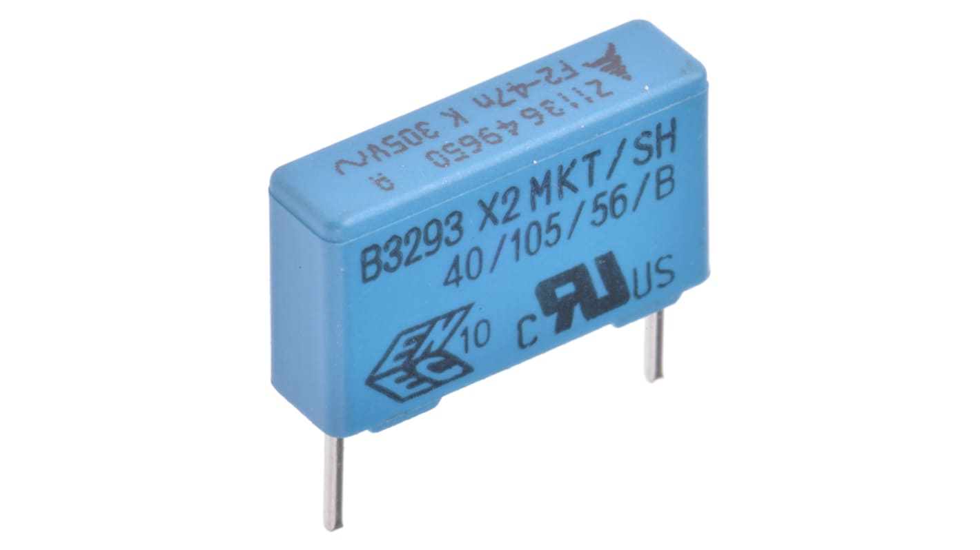 EPCOS B3293 Metallised Polyester Film Capacitor, 305V ac, ±10%, 47nF, Through Hole