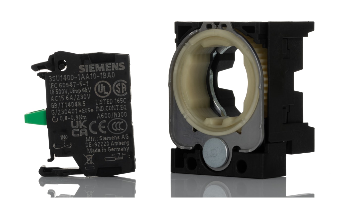 Blocco contatti Siemens, 1 N/A, 5 → 500V ca/cc, terminali a A vite