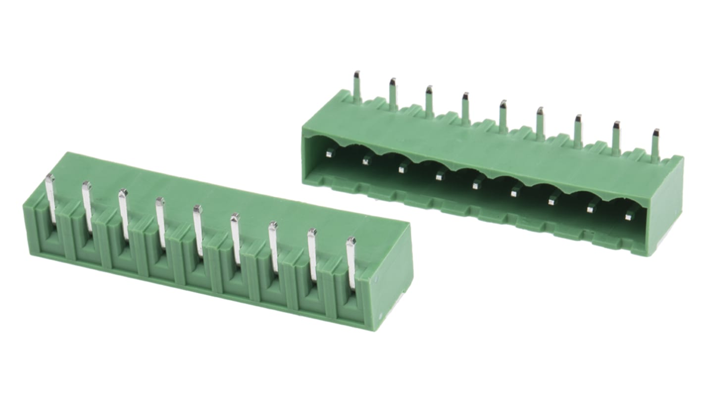 RS PRO 5.0mm Pitch 9 Way Right Angle Pluggable Terminal Block, Header, Through Hole, Solder Termination