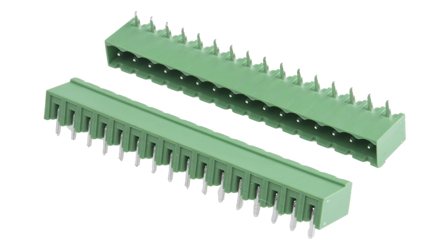 RS PRO 5.0mm Pitch 16 Way Right Angle Pluggable Terminal Block, Header, Through Hole, Solder Termination