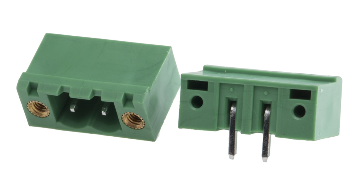 RS PRO 5.08mm Pitch 2 Way Right Angle Pluggable Terminal Block, Header, Through Hole, Solder Termination