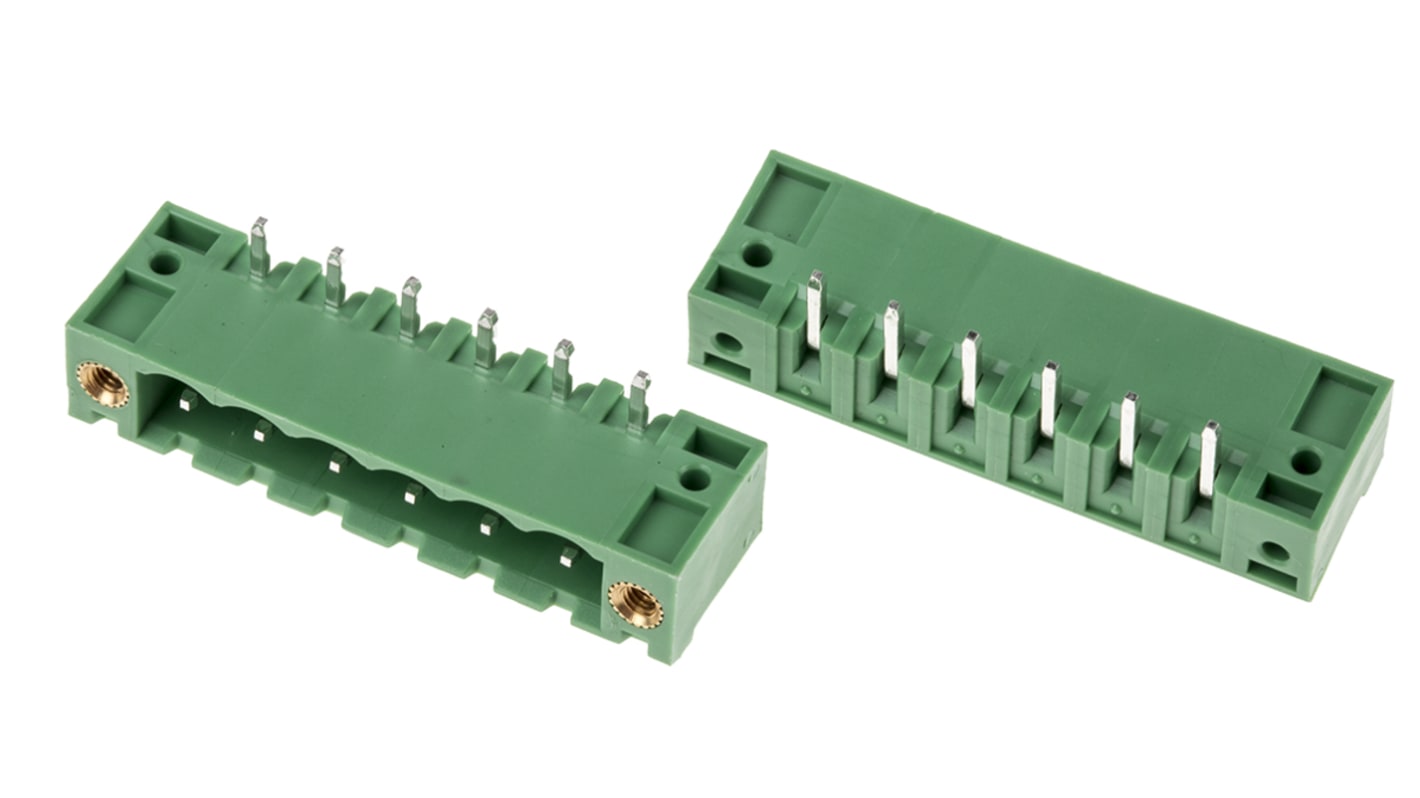 RS PRO 5.08mm Pitch 6 Way Right Angle Pluggable Terminal Block, Header, Through Hole, Solder Termination