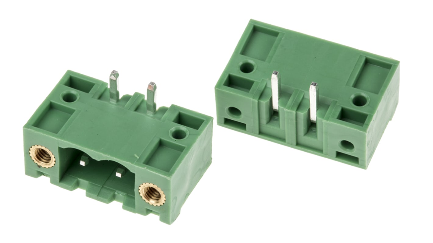 RS PRO 5.0mm Pitch 2 Way Right Angle Pluggable Terminal Block, Header, Through Hole, Solder Termination