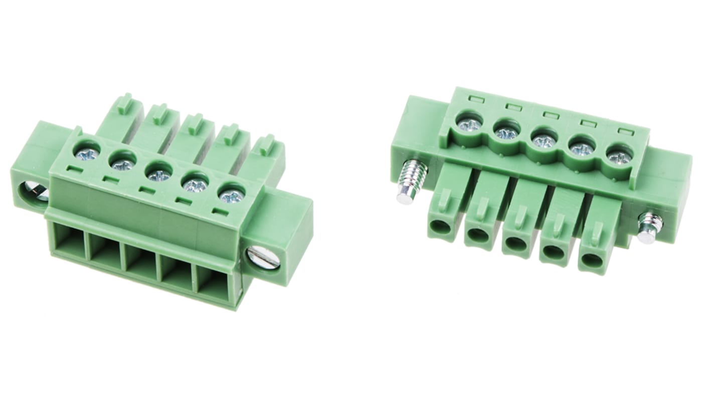 RS PRO 3.81mm Pitch 5 Way Pluggable Terminal Block, Plug, Through Hole