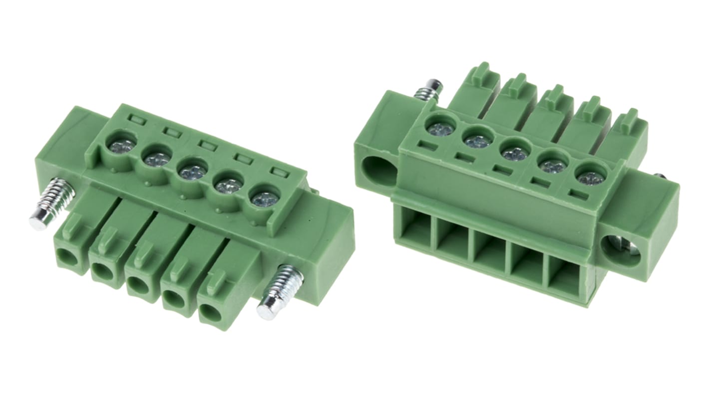 RS PRO PCB Terminal Block, 5-Contact, 3.5mm Pitch, Through Hole Mount, 1-Row, Screw Termination