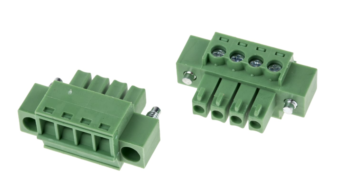 RS PRO 3.5mm Pitch 4 Way Pluggable Terminal Block, Plug, Through Hole