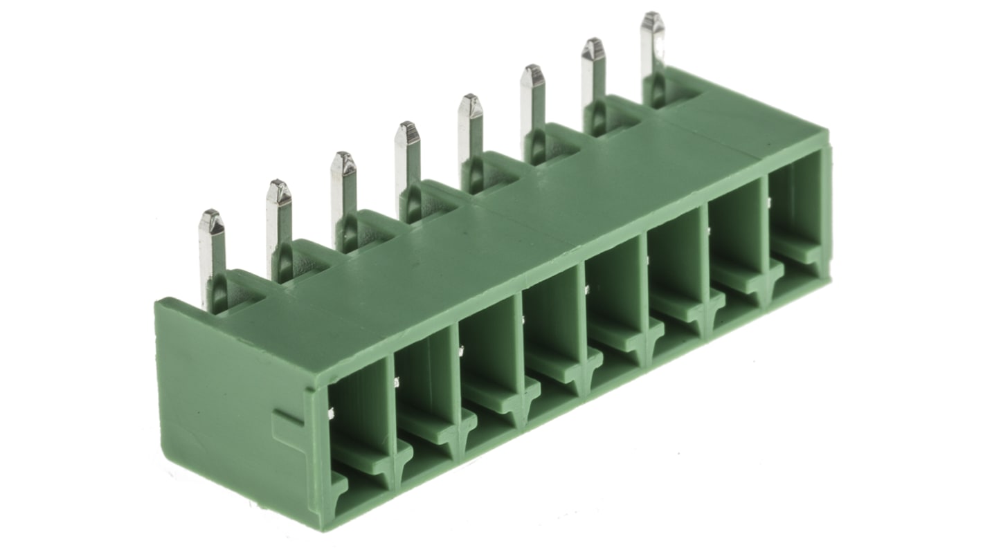 RS PRO 3.5mm Pitch 8 Way Right Angle Pluggable Terminal Block, Header, Through Hole, Solder Termination
