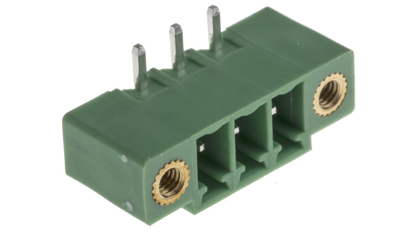 RS PRO 3.81mm Pitch 3 Way Right Angle Pluggable Terminal Block, Header, Through Hole, Solder Termination