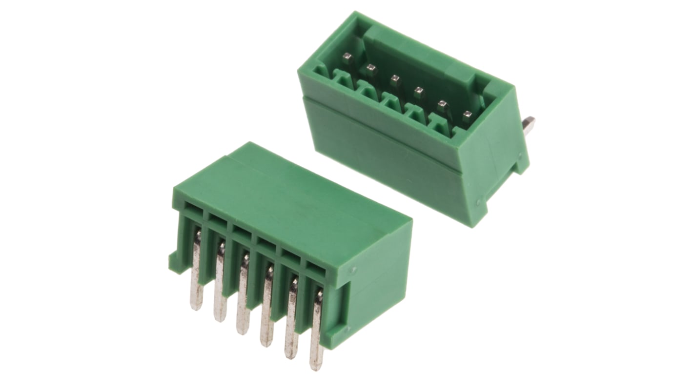 Borne para PCB Ángulo de 90° RS PRO de 6 vías, 1 fila, paso 2.5mm, para soldar, Montaje en orificio pasante