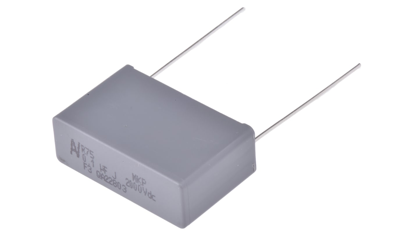 KEMET R75 Metallised Polypropylene Film Capacitor, 2 kV dc, 700 V ac, ±5%, 100nF, Through Hole