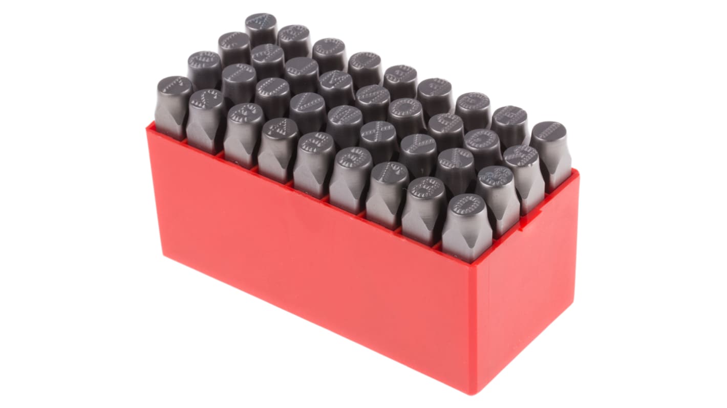 RS PRO 10mm x 36 Piece Engraving Letter Punch Set, (27 Pieces x Capital