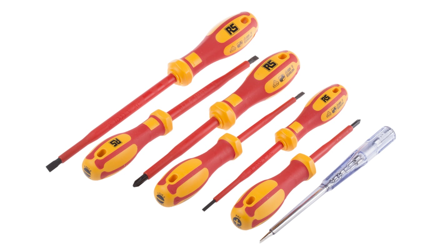 RS PRO Phillips; Slotted Insulated Screwdriver Set, 7-Piece