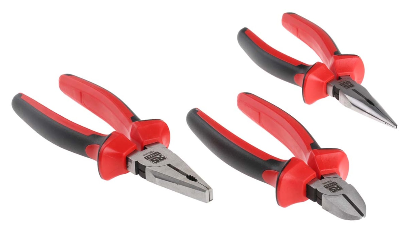 RS PRO 3-Piece Plier Set, 200 mm Overall